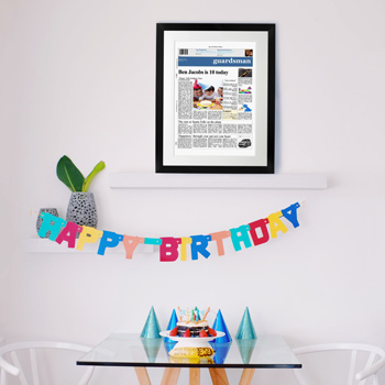 Personalised gift newspaper - wall mounted wall displayed